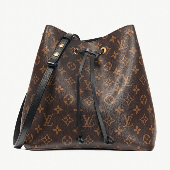 Louis Vuitton NeoNoe MM Monogram Canvas & Black Leather Bucket Bag - Picture 1 of 15